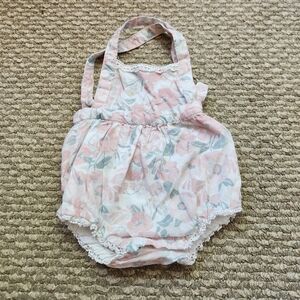 Shabby Chic Pink and White Floral Romper